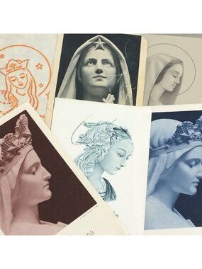 6 Vintage Virgin Mary Salve Regina Prayer Holy Cards Catholic Christian Ephemera